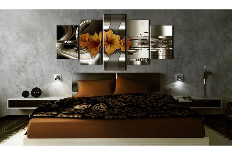 Tavla Hippeastrum And Abstract Waves 100x50 - Artgeist sp. z o. o. - Inredning & dekor - Tavlor & konst - Canvastavla