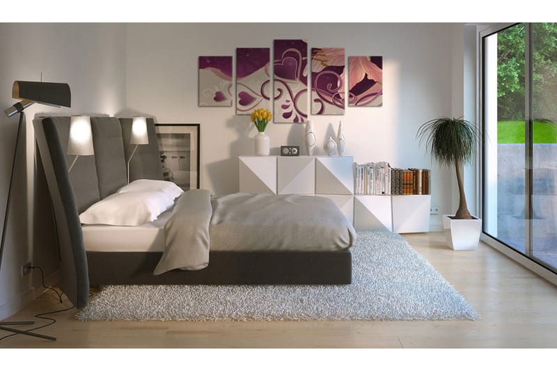 Tavla Hjärtan Och Lilja 100X50 Lila|Flerfärgad - Artgeist sp. z o. o. - Inredning & dekor - Tavlor & konst - Canvastavla