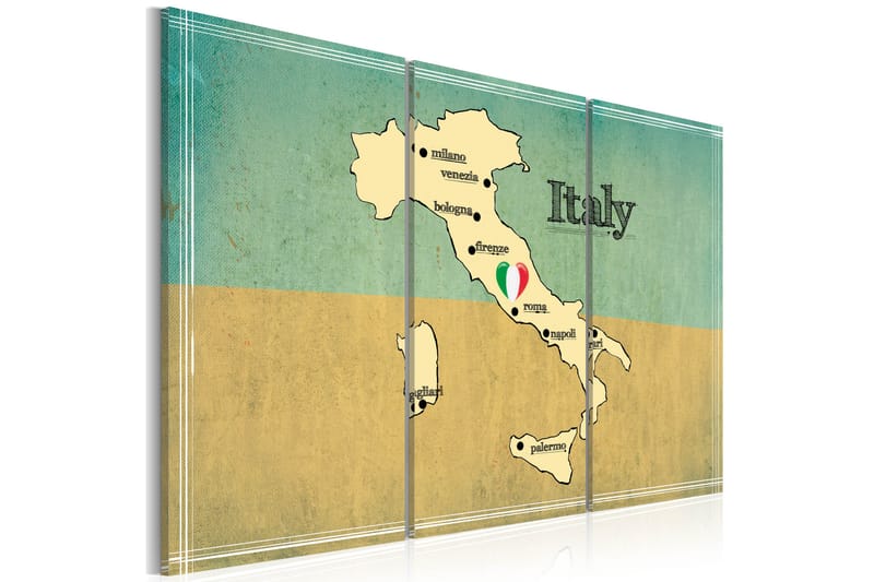 Tavla Hjärtat Av Italien Triptyk 120X80 Grön, Artgeist sp. z o. o.