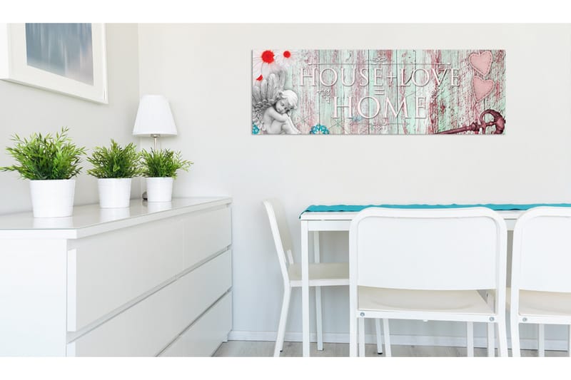 Tavla Home: House + Love 135x45 - Artgeist sp. z o. o. - Inredning & dekor - Tavlor & konst - Canvastavla