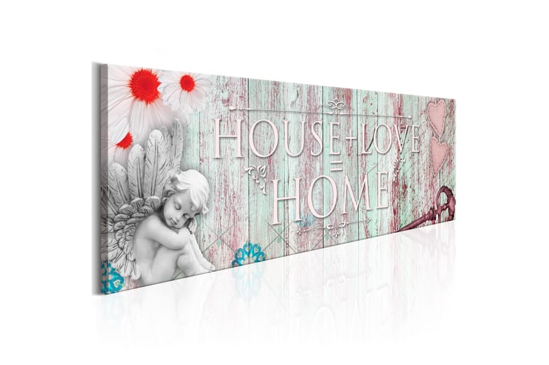 Tavla Home House + Love 150X50 Rosa|Flerfärgad - Artgeist sp. z o. o. - Inredning & dekor - Tavlor & konst - Canvastavla