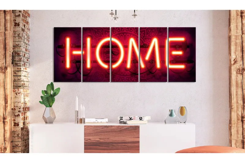Tavla Home Neon 225x90 - Artgeist sp. z o. o. - Inredning & dekor - Tavlor & konst - Canvastavla