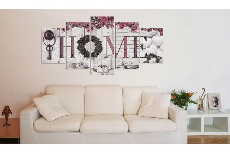 Tavla House Of Memories 100X50 Rosa|Röd|Flerfärgad|Vit - Artgeist sp. z o. o. - Inredning & dekor - Tavlor & konst - Canvastavla