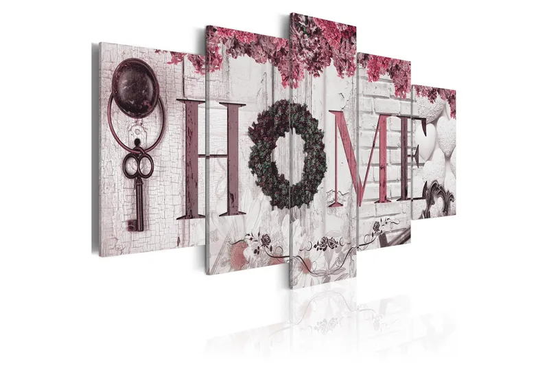Tavla House Of Memories 100X50 Rosa|Röd|Flerfärgad|Vit, Artgeist sp. z o. o.