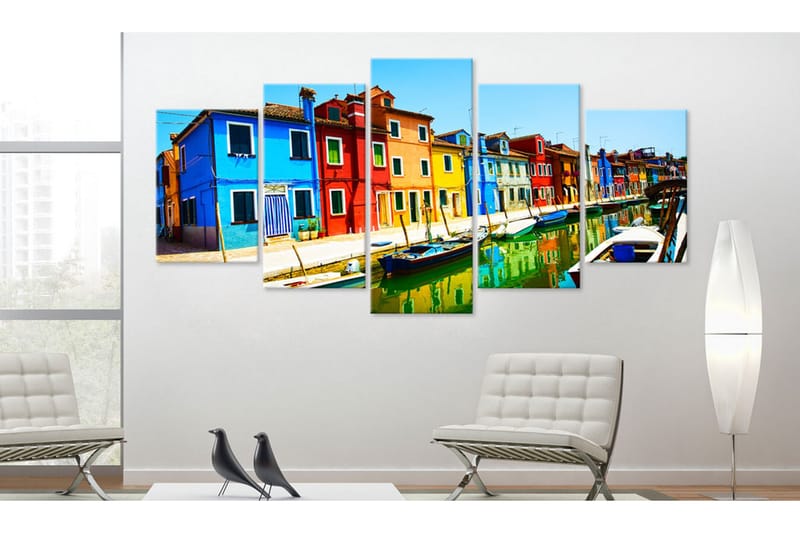 Tavla Houses In The Colors Of The Rainbow 200x100 - Artgeist sp. z o. o. - Inredning & dekor - Tavlor & konst - Canvastavla