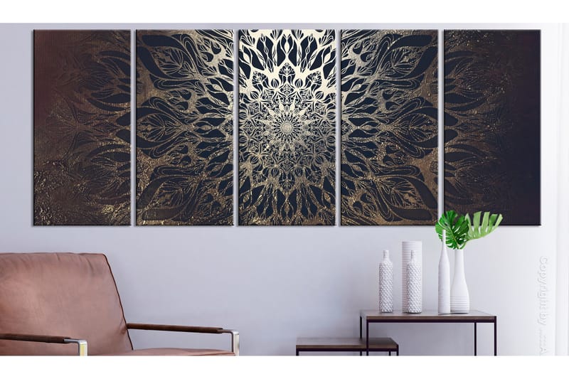 Tavla Hypnosis 5 Parts Brown Narrow 225x90 - Artgeist sp. z o. o. - Inredning & dekor - Tavlor & konst - Canvastavla