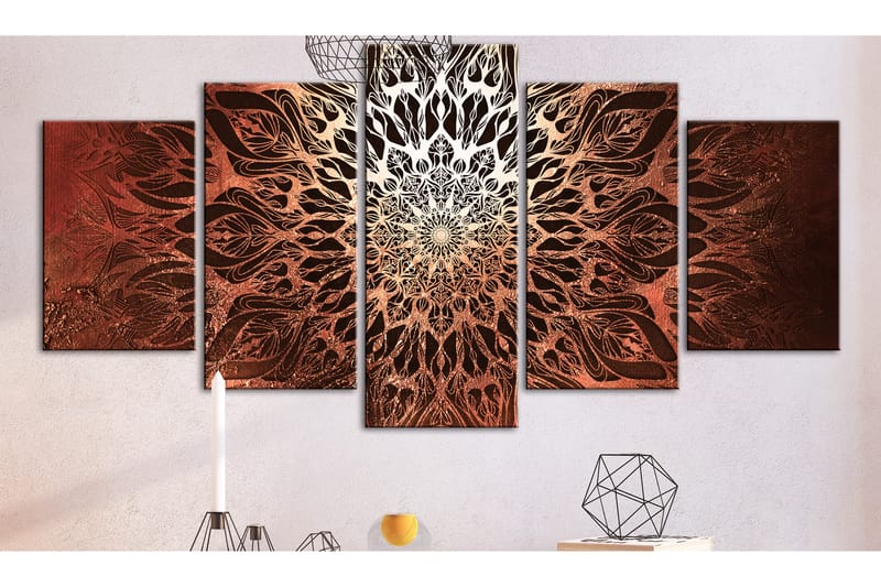 Tavla Hypnosis 5 Parts Orange Wide 200X100 Röd - Artgeist sp. z o. o. - Inredning & dekor - Tavlor & konst - Canvastavla