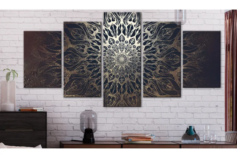 Tavla Hypnosis 5 Parts Brown Wide 200x100 - Artgeist sp. z o. o. - Inredning & dekor - Tavlor & konst - Canvastavla