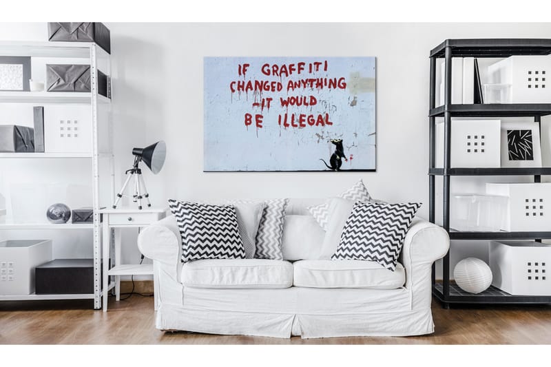 TAVLA If Graffiti Changed Anything by Banksy 120x80 - Artgeist sp. z o. o. - Inredning & dekor - Tavlor & konst - Canvastavla