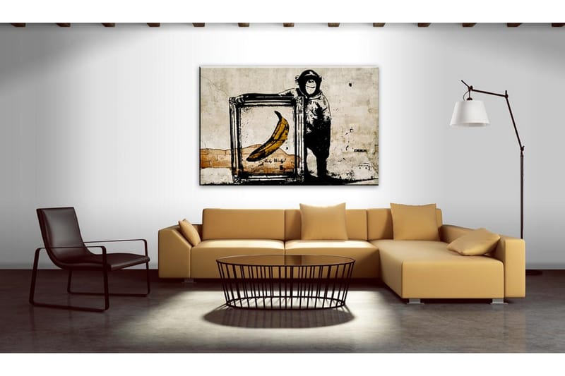 Tavla Inspired By Banksy Sepia 90X60 Beige|Vit|Svart - Artgeist sp. z o. o. - Inredning & dekor - Tavlor & konst - Canvastavla