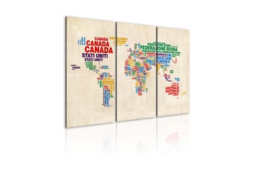 Tavla Italienska namn på länder Triptych 90x60 - Artgeist sp. z o. o. - Inredning & dekor - Tavlor & konst - Canvastavla
