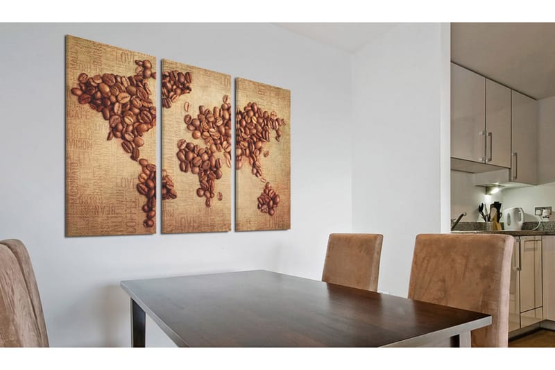 TAVLA Kaffe från hela världen triptyk 90x60 - Artgeist sp. z o. o. - Inredning & dekor - Tavlor & konst - Canvastavla