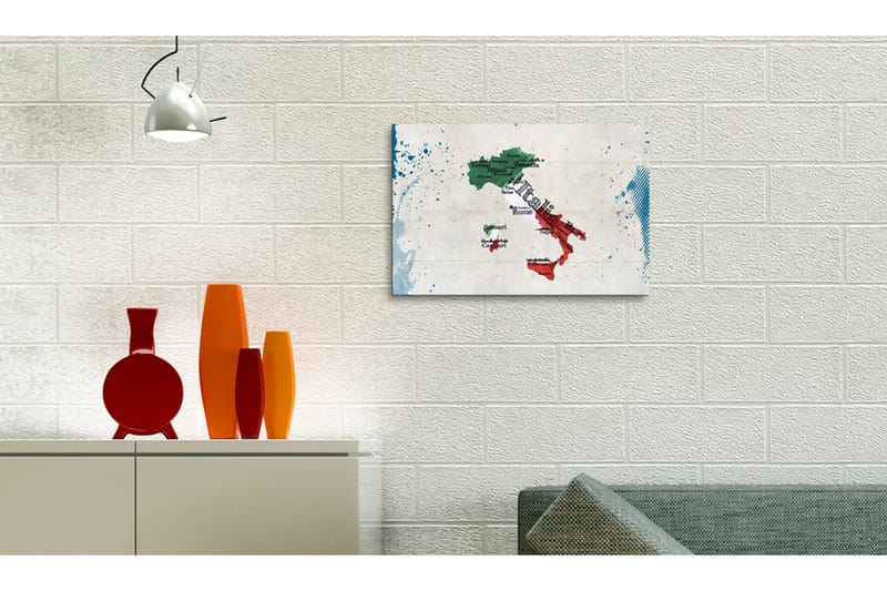Tavla Karta Över Italien 90X60 Blå|Flerfärgad|Vit - Artgeist sp. z o. o. - Inredning & dekor - Tavlor & konst - Canvastavla