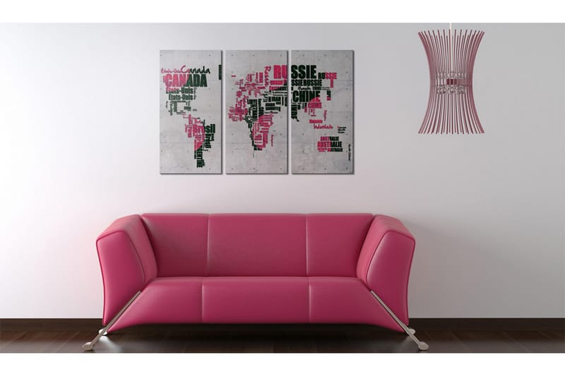 Tavla Karta Över Världen Franska Triptych 60x40 - Artgeist sp. z o. o. - Inredning & dekor - Tavlor & konst - Canvastavla