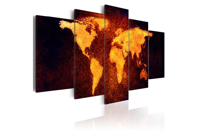 Tavla Karta Över Världen Hot Lava 100X50 Orange|Vit - Artgeist sp. z o. o. - Inredning & dekor - Tavlor & konst - Canvastavla