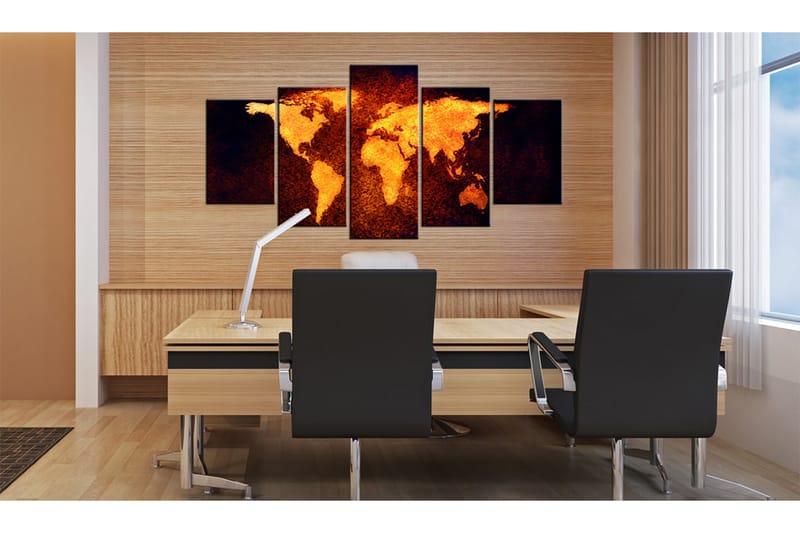 Tavla Karta Över Världen Hot Lava 100X50 Orange|Vit - Artgeist sp. z o. o. - Inredning & dekor - Tavlor & konst - Canvastavla