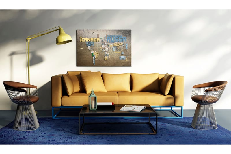 Tavla Karta Över Världen Italienska 90X60 Flerfärgad - Artgeist sp. z o. o. - Inredning & dekor - Tavlor & konst - Canvastavla