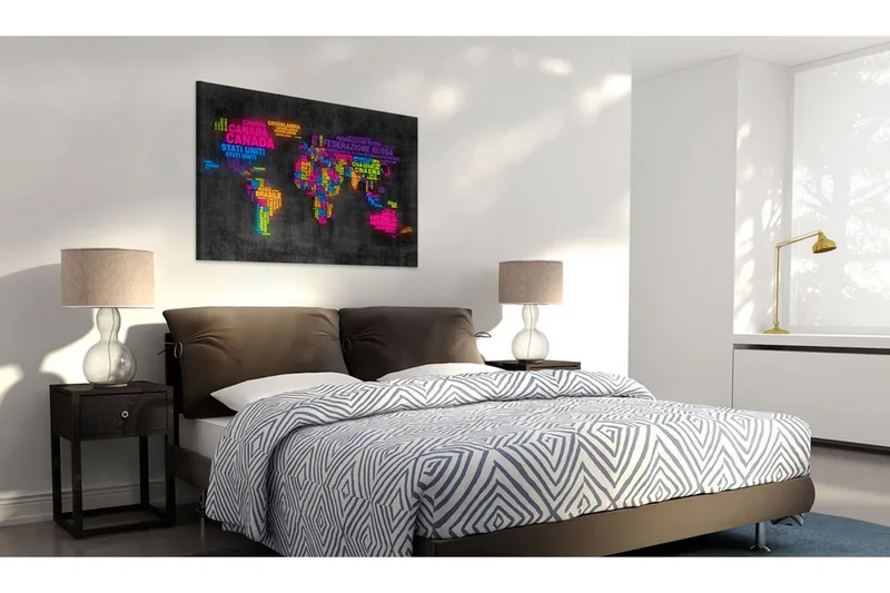 Tavla Karta över världen Italienska namn 120x80, Artgeist sp. z o. o.