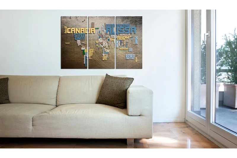 Tavla Karta Över Världen Italienska  Triptych 60x40 - Artgeist sp. z o. o. - Inredning & dekor - Tavlor & konst - Canvastavla