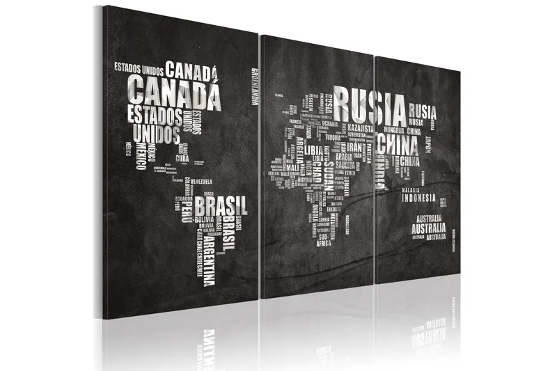 Tavla Karta över världen (spanska språket) Triptych 90x60 - Artgeist sp. z o. o. - Inredning & dekor - Tavlor & konst - Canvastavla