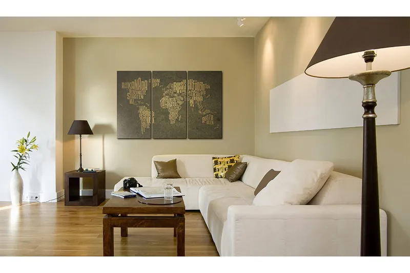 Tavla Karta över världen Triptych 90x60, Artgeist sp. z o. o.