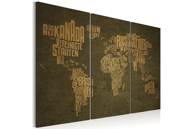 Tavla Karta över världen Triptych 90x60 - Artgeist sp. z o. o. - Inredning & dekor - Tavlor & konst - Canvastavla