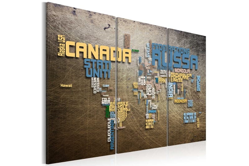 Tavla Karta över världen Triptych 90x60 - Artgeist sp. z o. o. - Inredning & dekor - Tavlor & konst - Canvastavla