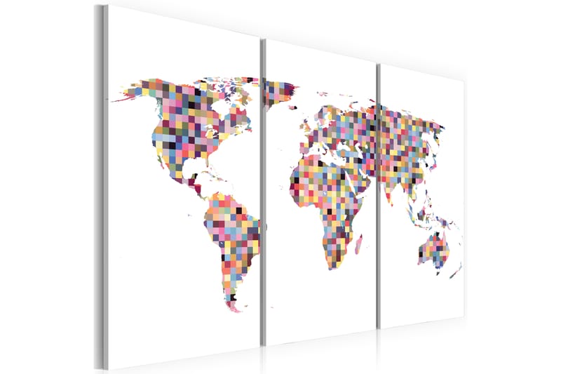 TAVLA Karta Över Världen Pixels Triptych 60x40 - Artgeist sp. z o. o. - Inredning & dekor - Tavlor & konst - Canvastavla
