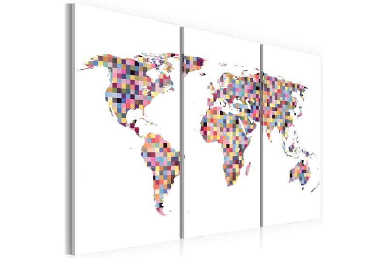 Tavla Karta över Världen pixels Triptych 90x60 - Artgeist sp. z o. o. - Inredning & dekor - Tavlor & konst - Canvastavla
