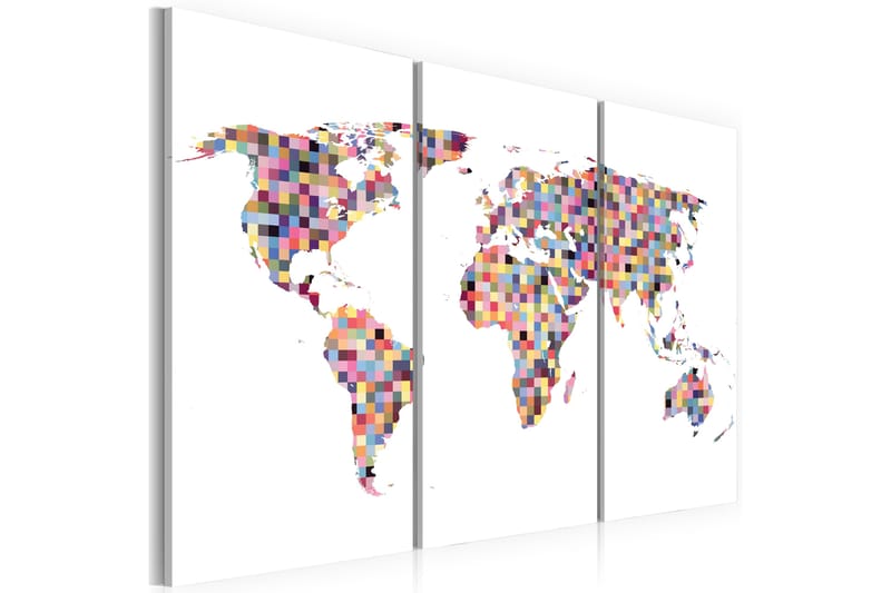 Tavla Karta Över Världen Pixels Triptych 120x80, Artgeist sp. z o. o.