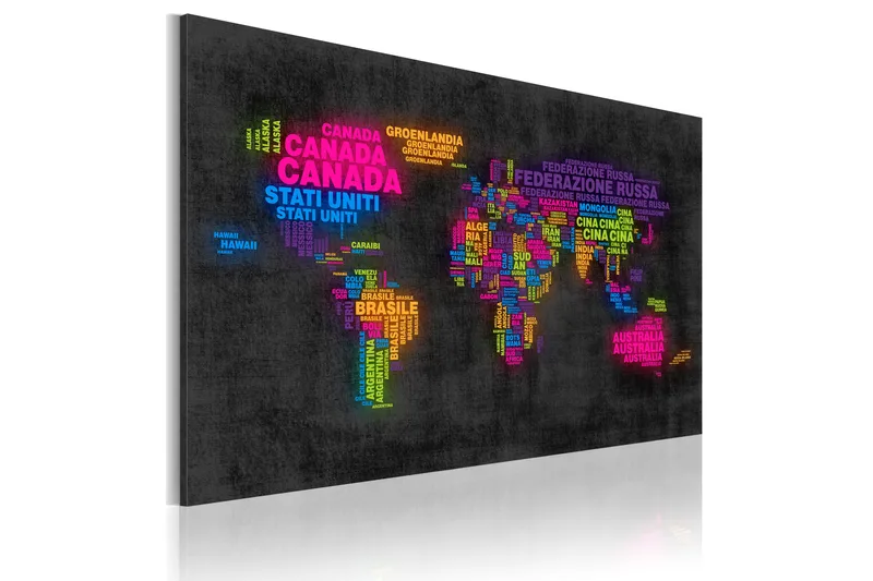 TAVLA Kartan Över Världen Italienska Namn 90x60, Artgeist sp. z o. o.