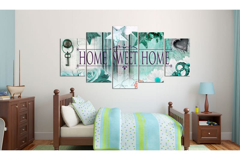 Tavla Key On The Emerald Background 200X100 Grön|Blå|Vit - Artgeist sp. z o. o. - Inredning & dekor - Tavlor & konst - Canvastavla