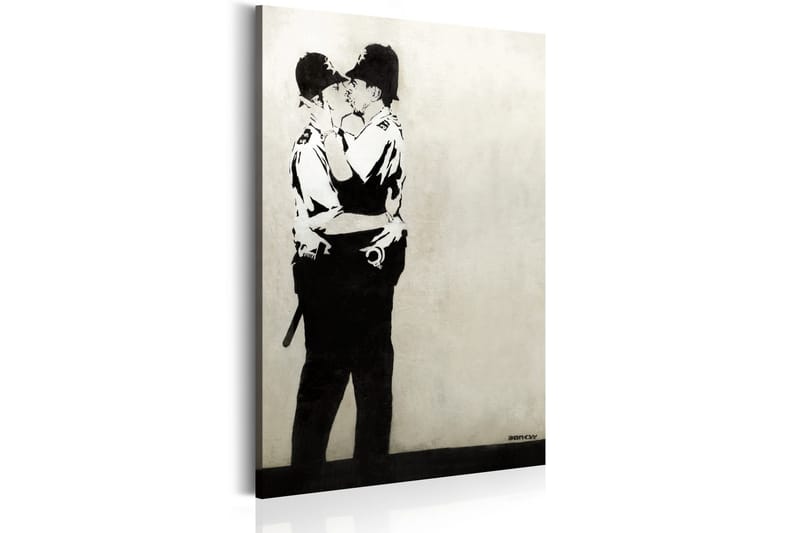 Tavla Kissing Coppers By Banksy 40X60 Vit|Svart - Artgeist sp. z o. o. - Inredning & dekor - Tavlor & konst - Canvastavla