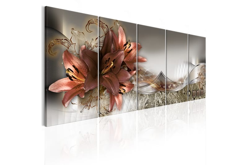 Tavla Lilies And Abstraction 225X90 Flerfärgad|Vit - Artgeist sp. z o. o. - Canvastavla