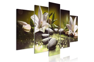 Tavla Lilies And Stones 5 Parts Wide Green 100x50