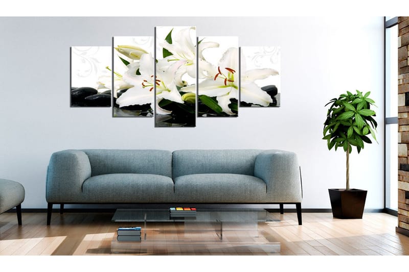 Tavla Lilies And Zen Stones 200x100 - Artgeist sp. z o. o. - Inredning & dekor - Tavlor & konst - Canvastavla
