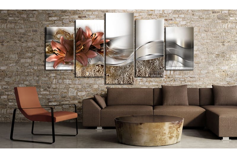 Tavla Lily Marsala And Abstraction 100x50 - Artgeist sp. z o. o. - Inredning & dekor - Tavlor & konst - Canvastavla