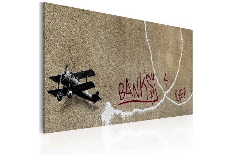 Tavla Love Plane Banksy 60X40 Beige Street art - Artgeist sp. z o. o. - Inredning & dekor - Tavlor & konst - Canvastavla
