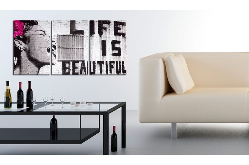 Tavla Lycklig Motto 60x30 - Artgeist sp. z o. o. - Inredning & dekor - Tavlor & konst - Canvastavla