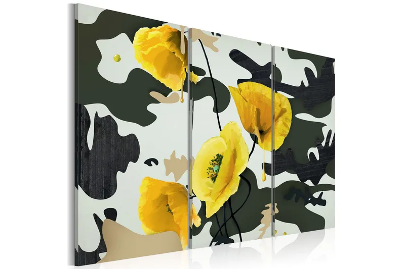 Tavla Målad Av Vallmo Triptyken 60X40 Flerfärgad|Vit, Artgeist sp. z o. o.