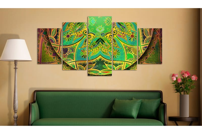 Tavla Mandala Green Energy 200x100 - Artgeist sp. z o. o. - Inredning & dekor - Tavlor & konst - Canvastavla