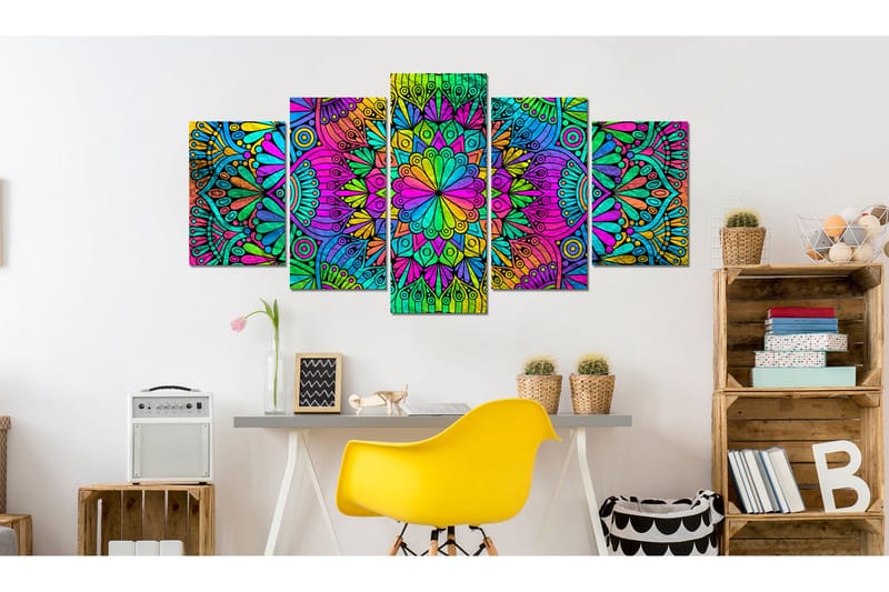 Tavla Mandala Peacock Feathers 200x100 - Artgeist sp. z o. o. - Inredning & dekor - Tavlor & konst - Canvastavla