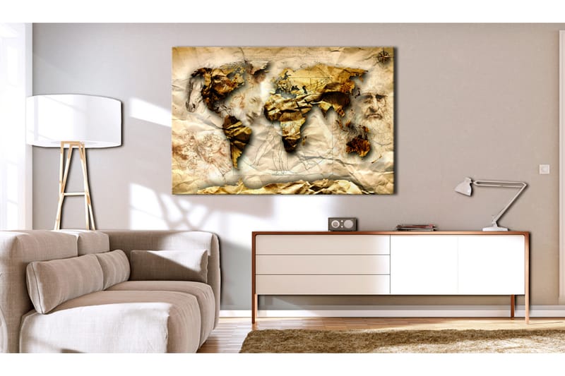 TAVLA Map: Leonardo da Vinci inspiration 120x80 - Artgeist sp. z o. o. - Inredning & dekor - Tavlor & konst - Canvastavla