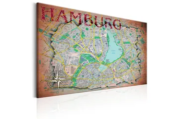 Tavla Map of Hamburg 120x80 - Artgeist sp. z o. o. - Inredning & dekor - Tavlor & konst - Canvastavla