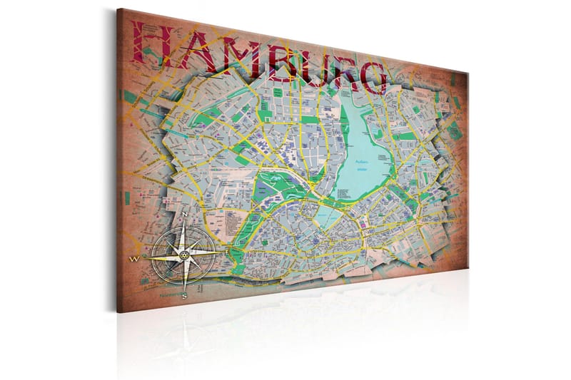 Tavla Map of Hamburg 60x40 - Artgeist sp. z o. o. - Inredning & dekor - Tavlor & konst - Canvastavla