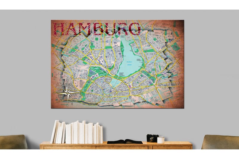 Tavla Map of Hamburg 60x40, Artgeist sp. z o. o.