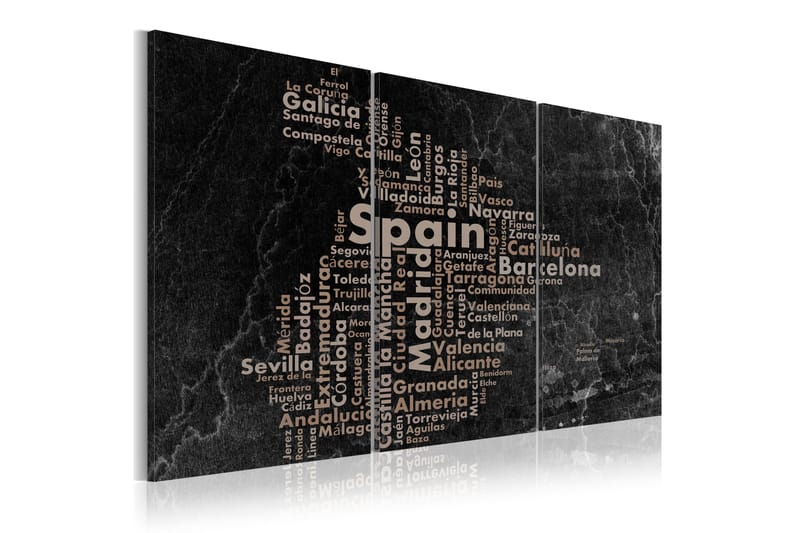 Tavla Map Of Spain On The Blackboard Triptich 60x30, Artgeist sp. z o. o.