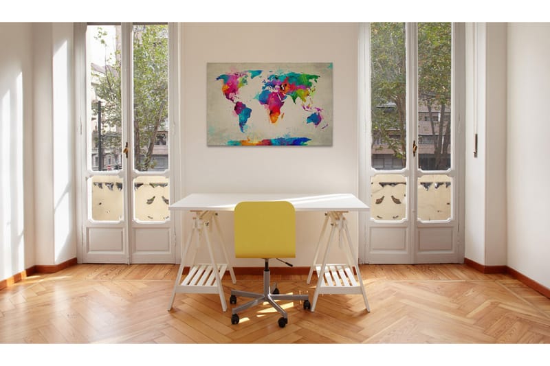 TAVLA Map of the world an explosion of colors 120x80 - Artgeist sp. z o. o. - Inredning & dekor - Tavlor & konst - Canvastavla