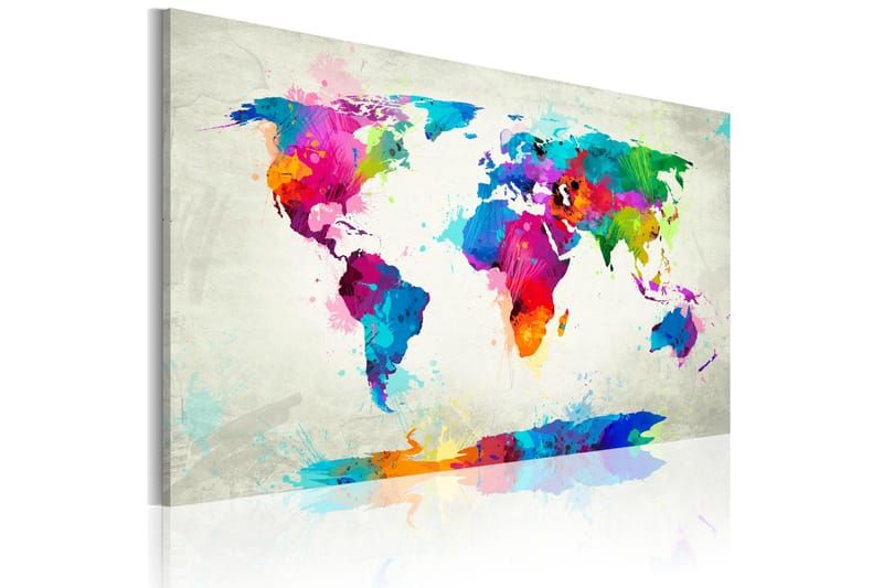 Tavla Map of the world an explosion of colors 120x80 - Artgeist sp. z o. o. - Inredning & dekor - Tavlor & konst - Canvastavla