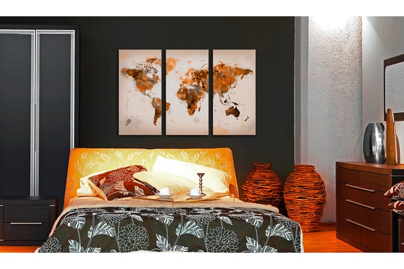 TAVLA Map Of The World Desert Storm Triptych 60x40 - Artgeist sp. z o. o. - Inredning & dekor - Tavlor & konst - Canvastavla